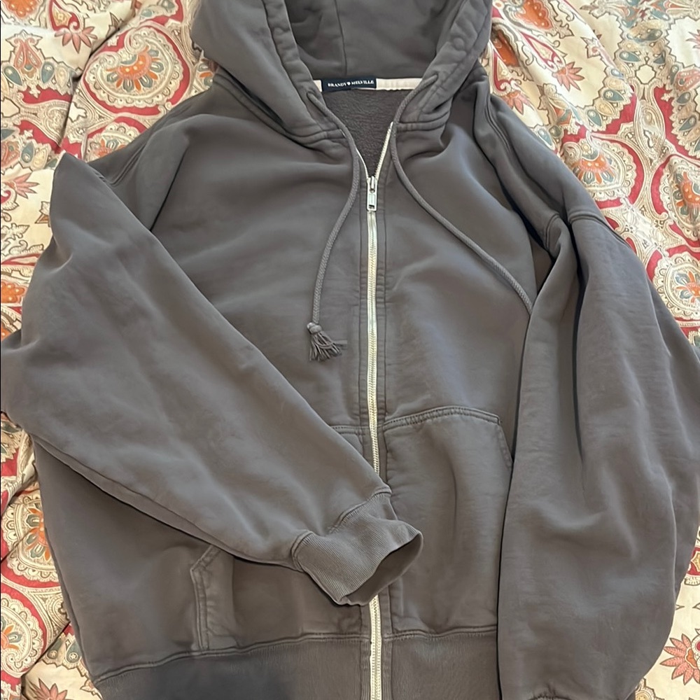 Brandy Melville Dark Gray Zip up hoodie